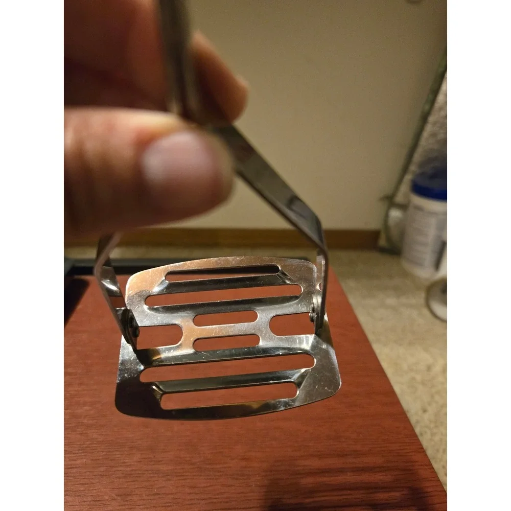 Vintage BI-COR Stainless Steel Potato Masher Black Handle Made in USA